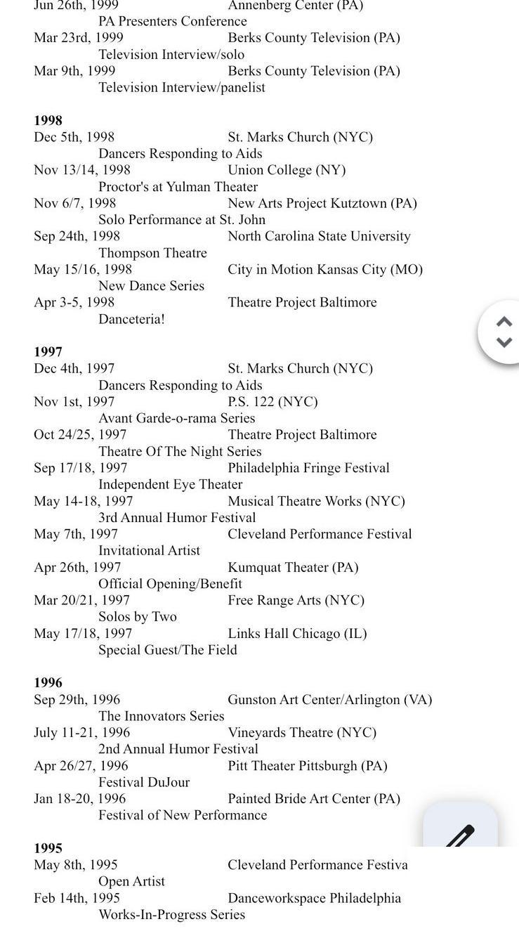 Michael A. Carson curriculum vitae listing group works from 1988 through 1994